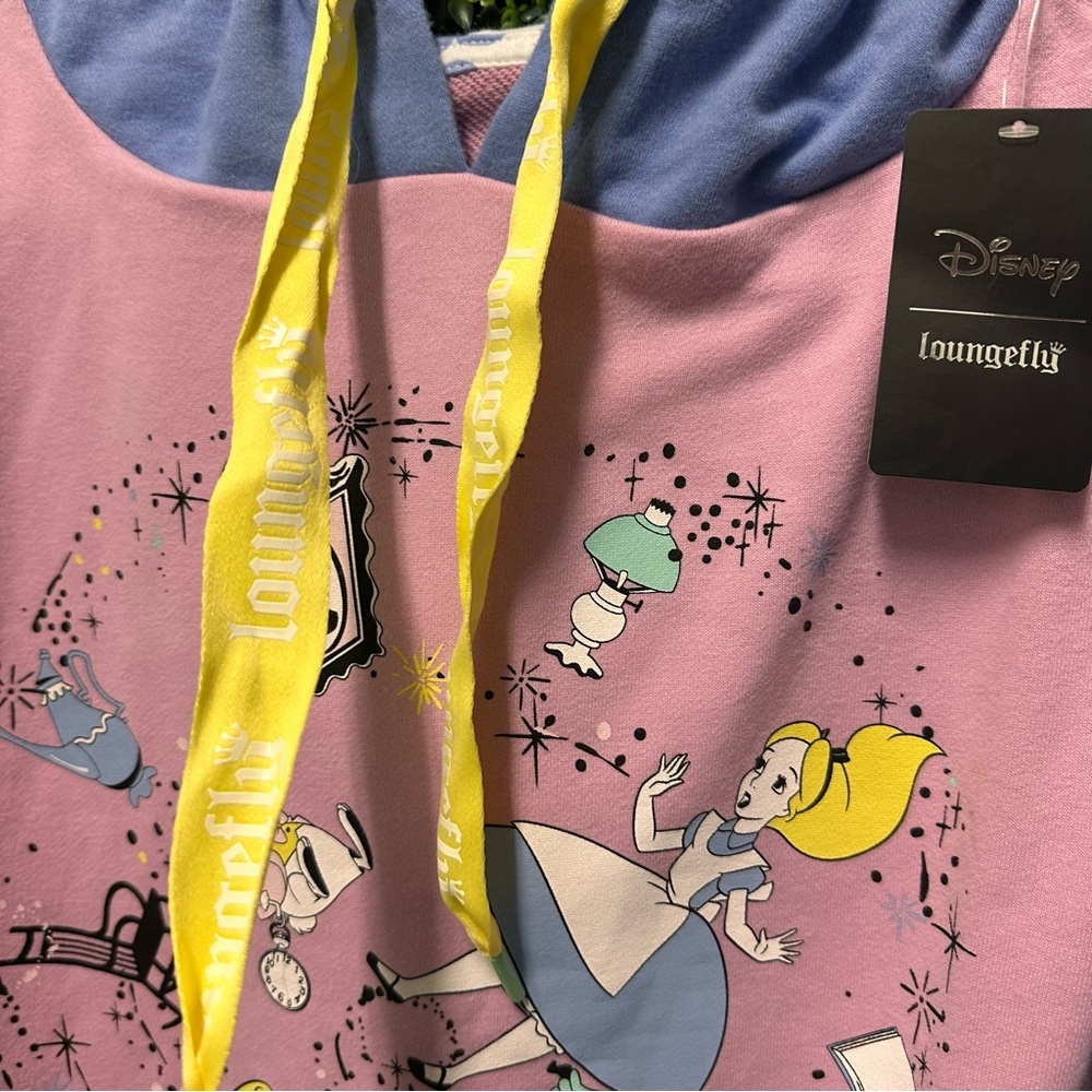 Loungefly Disney Alice Rabbit Hole Crop Hoodie size L - Picture 6 of 10